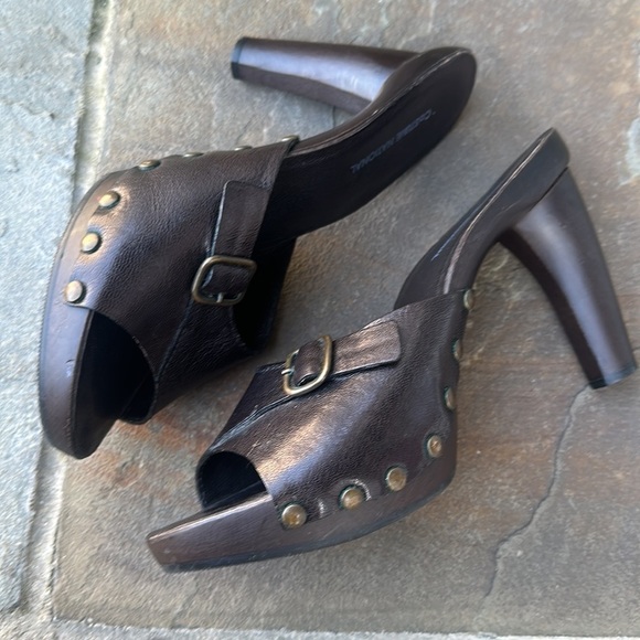 Costume National Brown platform Leather & Wood sandals 39 - Picture 5 of 10